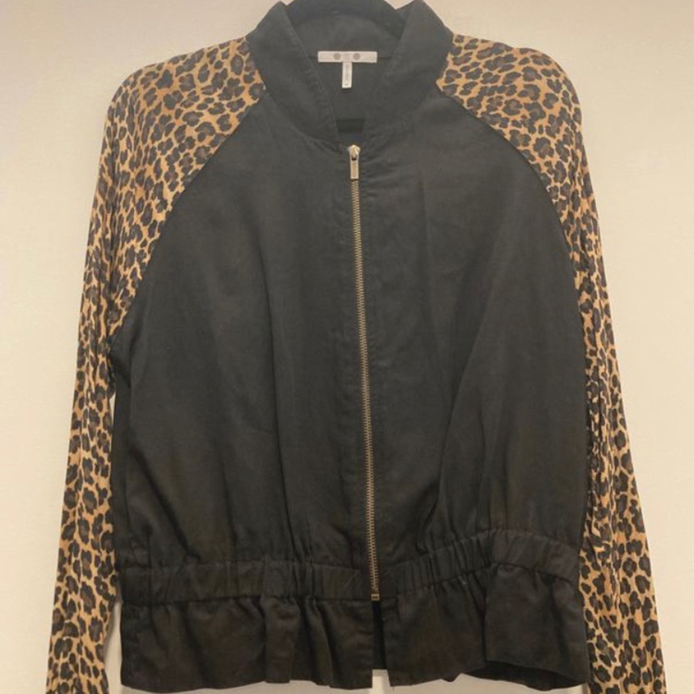 Animal Print Sleeved Bomber Jacket - Size Medium